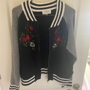 Black embroidered bomber